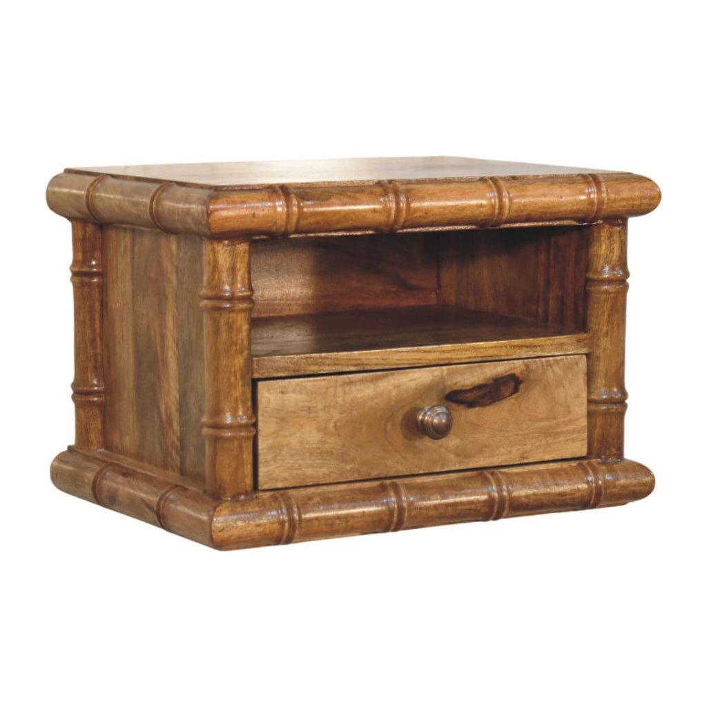 Table de chevet bambou ouvert ambré chêne Finish