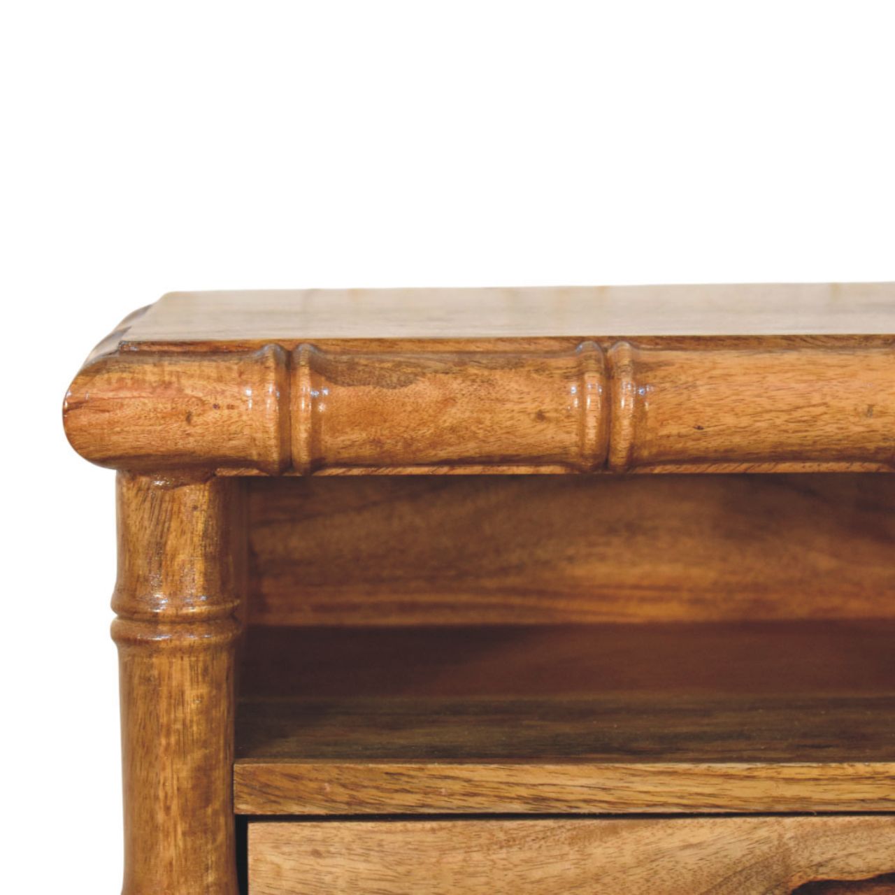 Table de chevet bambou ouvert ambré chêne Finish