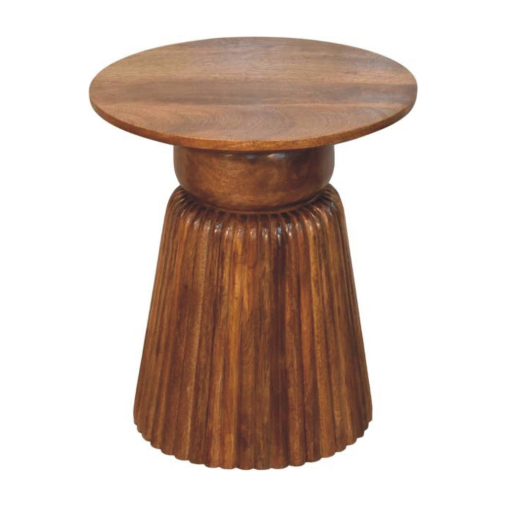 Table d'appoint ambré chêne rond
