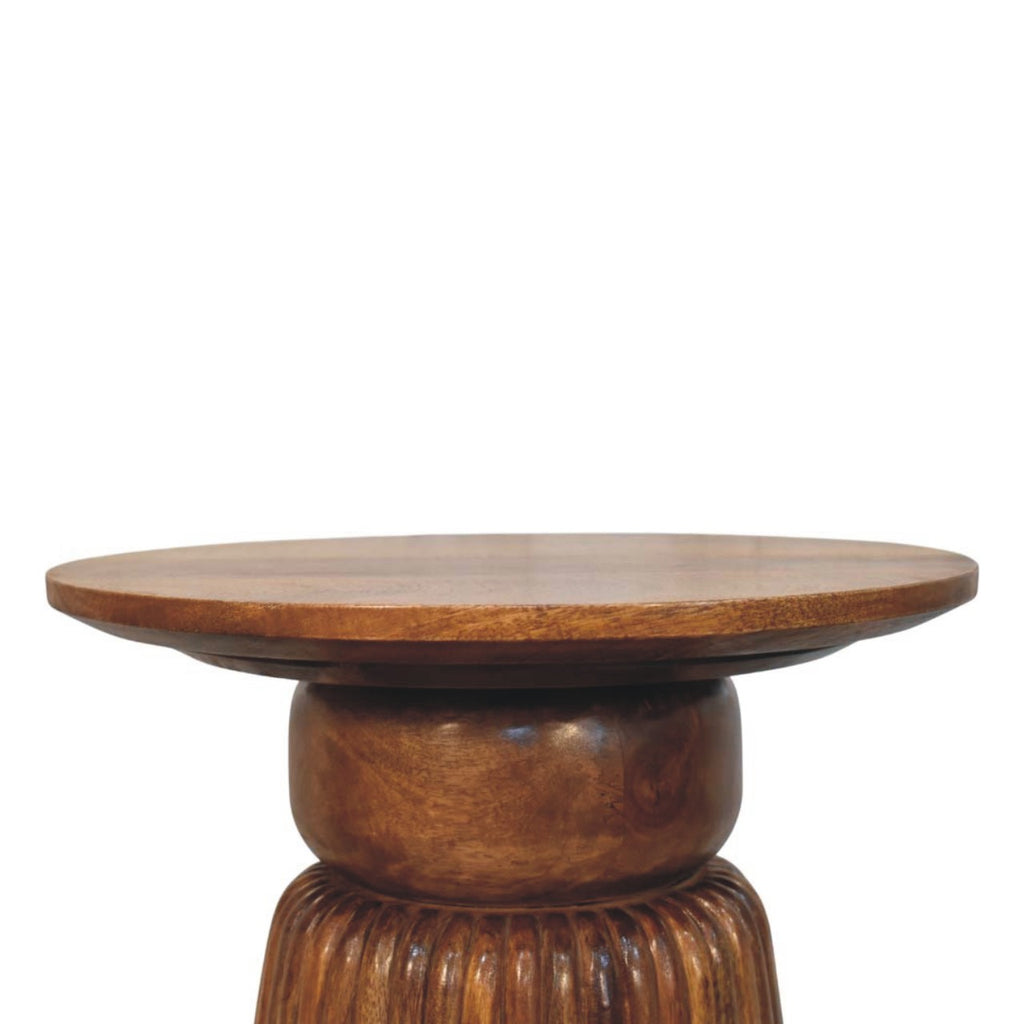 Table d'appoint ambré chêne rond