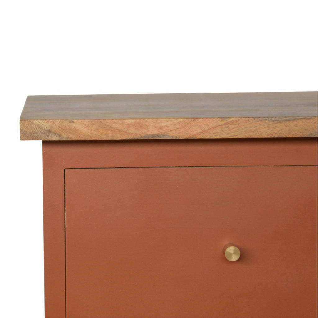 Table de chevet Rouge Brique Hand Painted