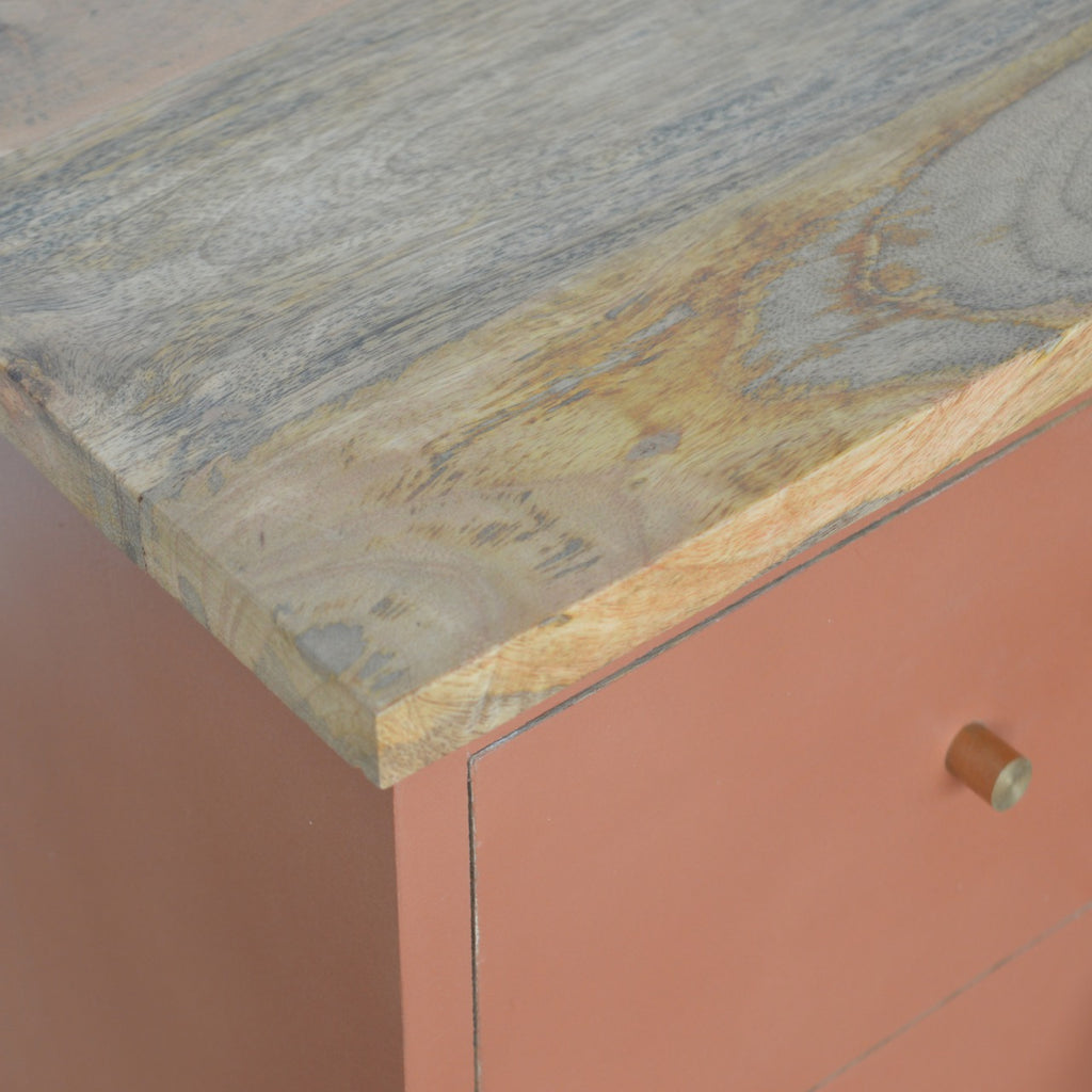 Table de chevet Rouge Brique Hand Painted
