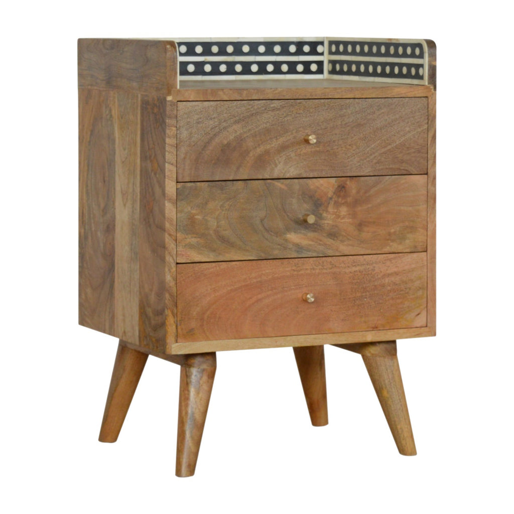 Table de chevet Bone marqueté dosseret Back