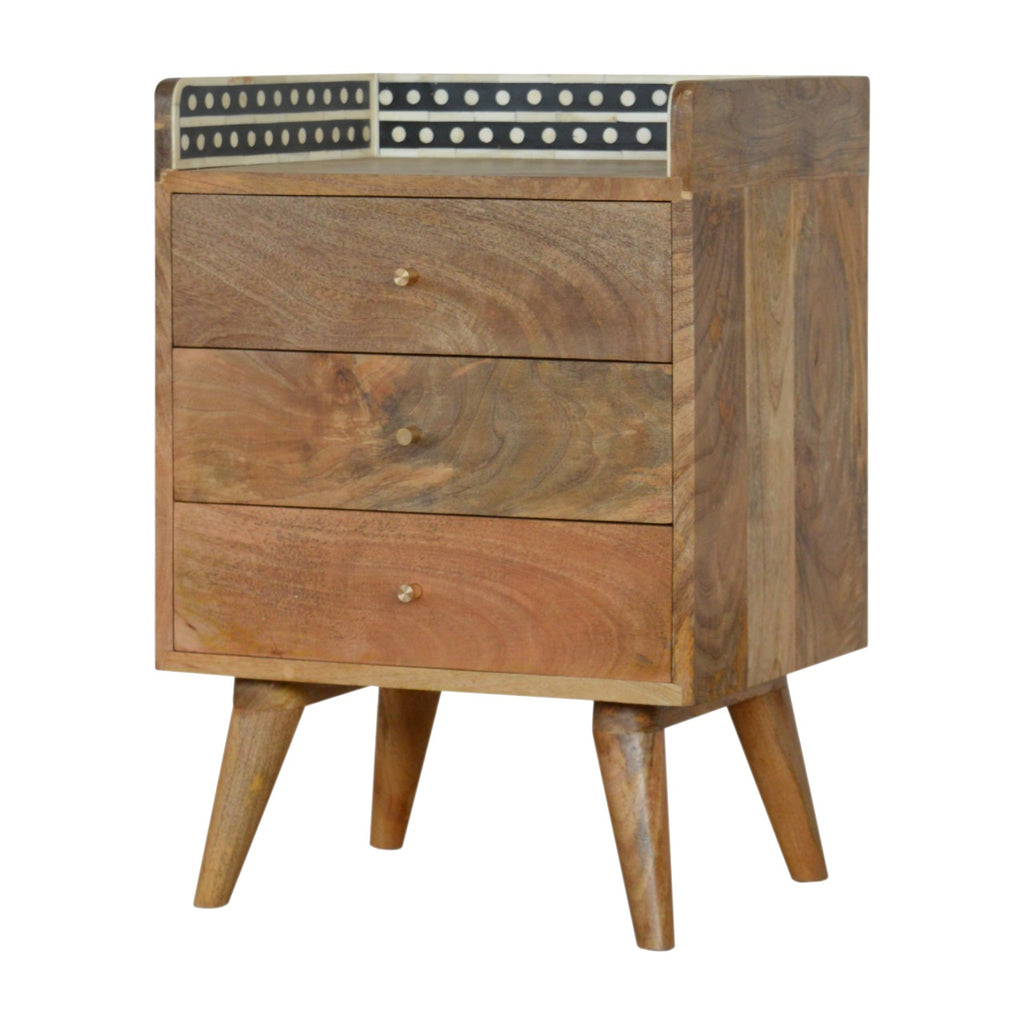 Table de chevet Bone marqueté dosseret Back