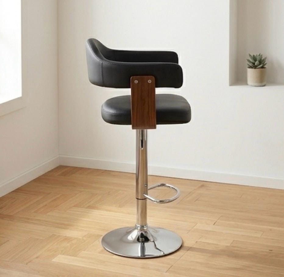 Set of 2 Brown Swivel Bar Stools | 24-33" Height | Home Bar Chair | Mid Century Style