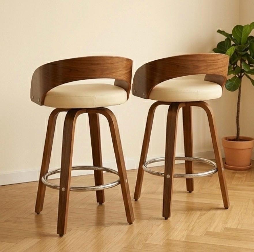 Mid Century Bar Stool | 25" Height | Kitchen Island Counter Seat | Minimalist Style