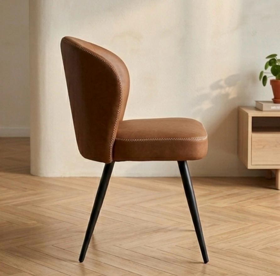 Set of 2 Cognac Dining Chairs | 32" Height | Counter Height Seating | Mid Century Style