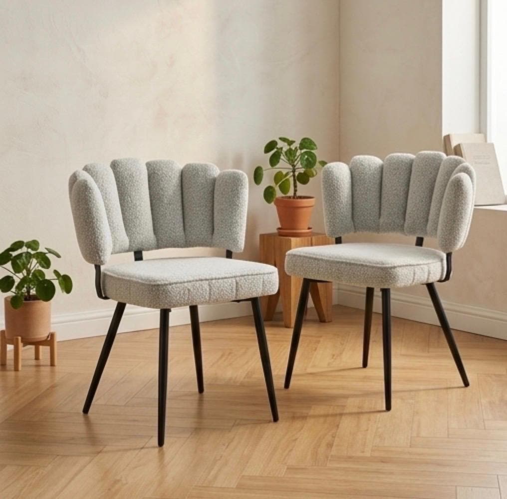 Set of 2 Light Gray Shell Dining Chairs | 31.5" Height | Kitchen Island Counter Seat | Scandinavian Style