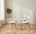 Set of 4 Transparent Dining Chairs with White Cushions | 32.7" Height | Dining Room Seat | Scandinavian Style