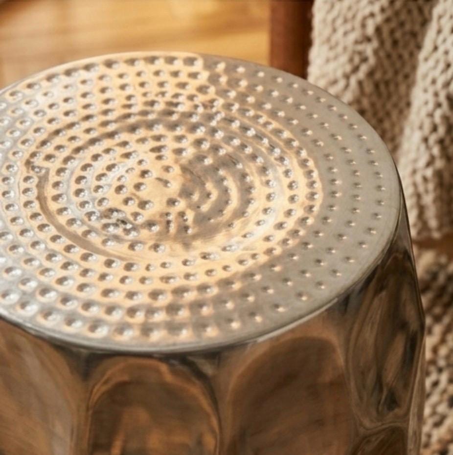 Matte Gray Round Side Table | 21" Height | Living Room Accent Table | Industrial Style