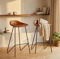 Set of 2 Brown Bar Stools | 34" Height | Counter Height Seating | Industrial Style