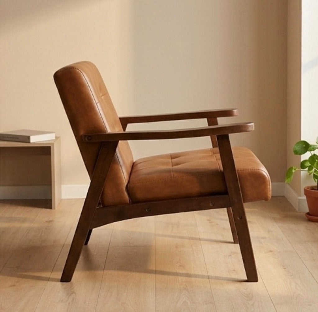 Brown Mid Century Armchair | 29" Height | Living Room Chair | Mid Century Style