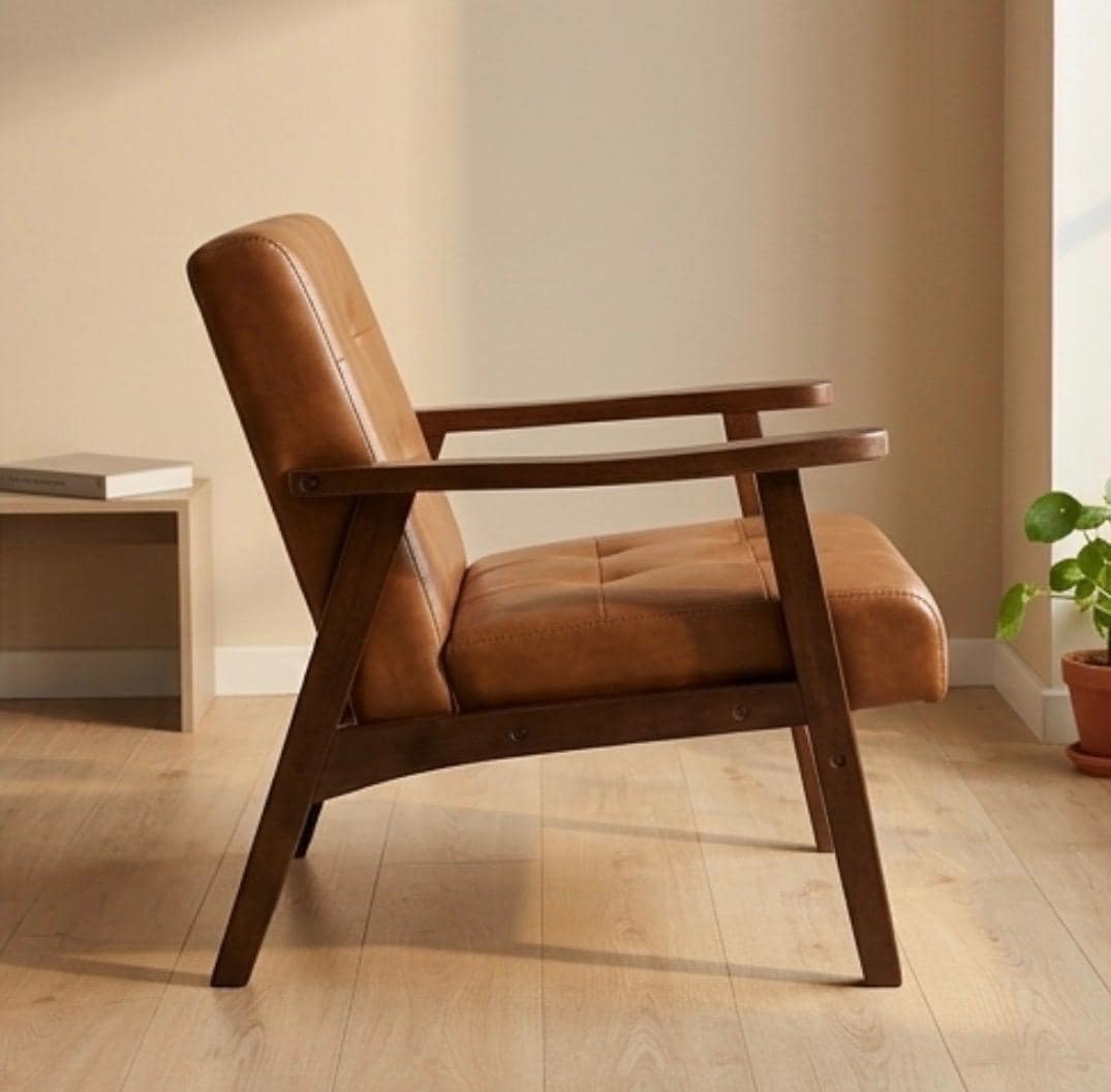 Brown Mid Century Armchair | 29" Height | Living Room Chair | Mid Century Style