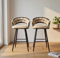Set of 2 Grey Bar Stools | 38.5" Height | Kitchen Island Counter Seat | Modern Style