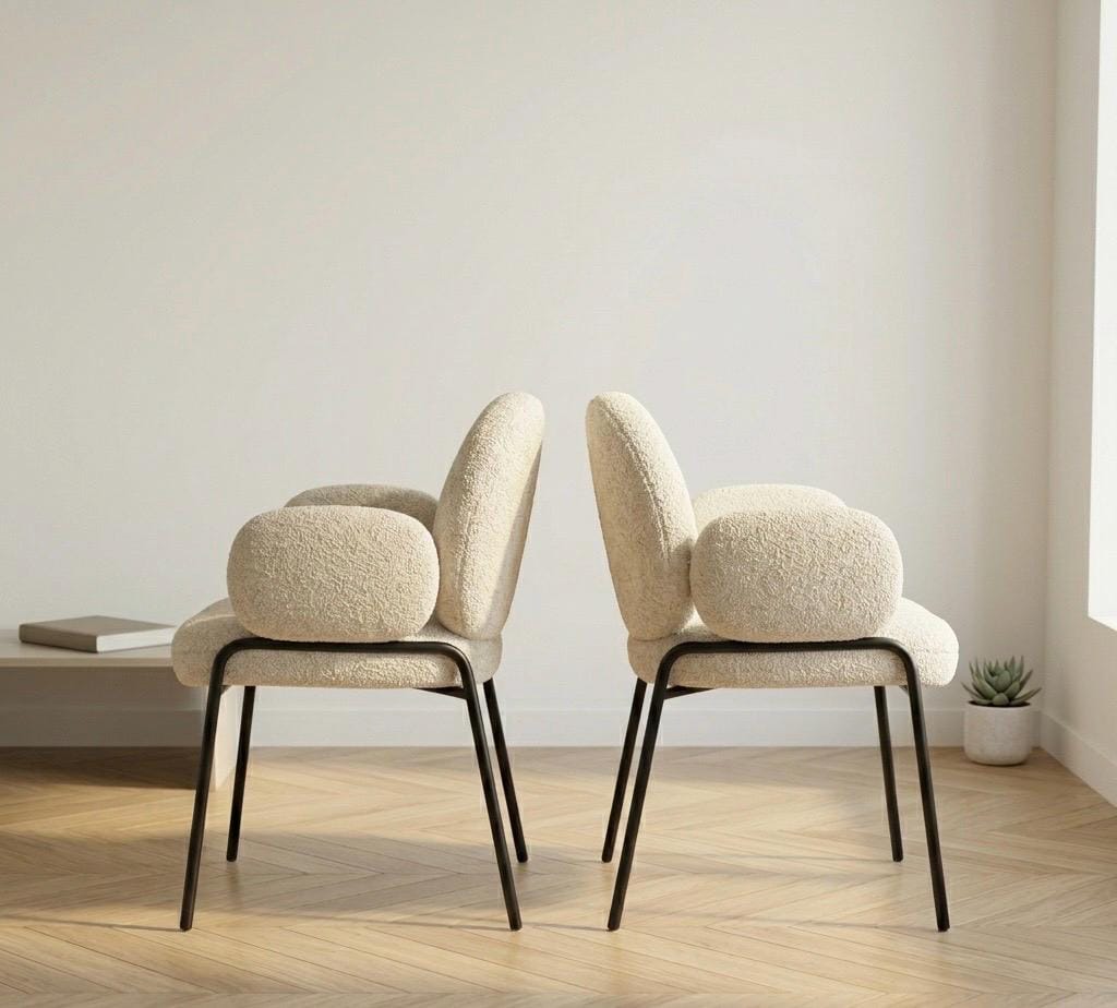 Set of 2 Beige Armchairs | 31.5" Height | Kitchen Island Counter Seat | Modern Style