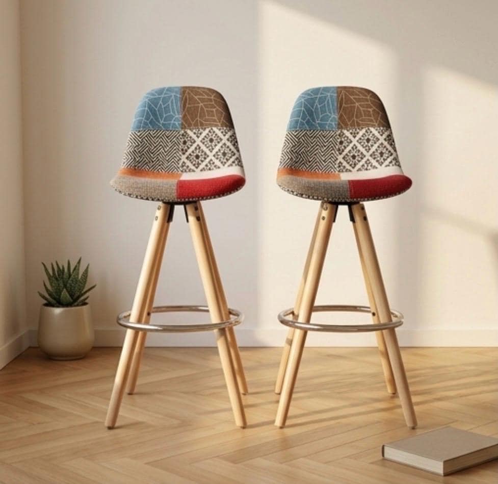 Patchwork Bar Stool | 29.5" Height | Kitchen Island Counter Seat | Boho Style
