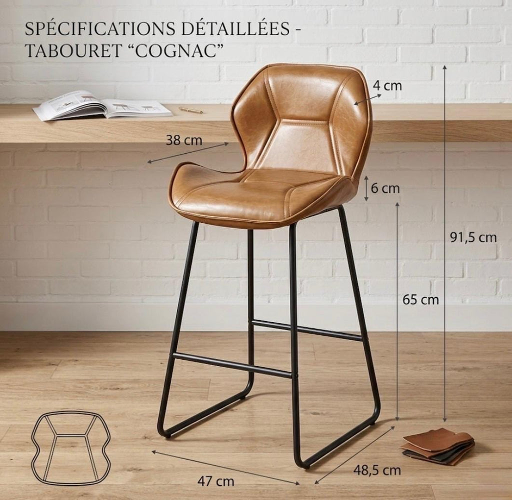 Set of 2 Brown Bar Stools | 25.5" Height | Kitchen Island Counter Seat | Contemporary Style