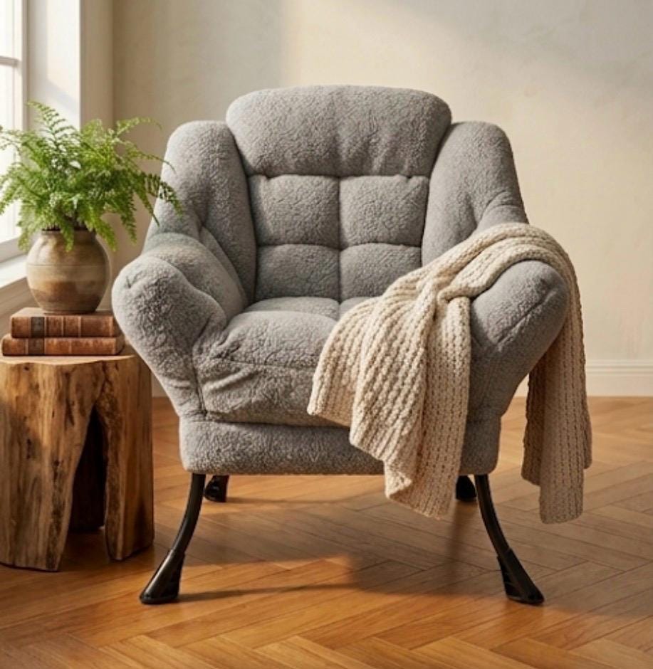 Gray Accent Chair | 30" Height | Living Room Chair | Mid Century Style