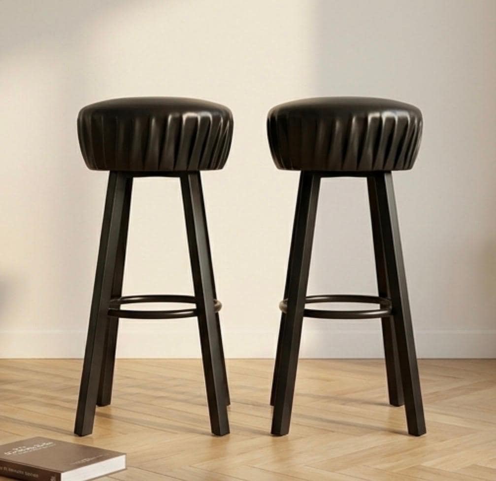 Set of 2 Black Bar Stools | 31.5" Height | Kitchen Island Counter Seat | Modern Style