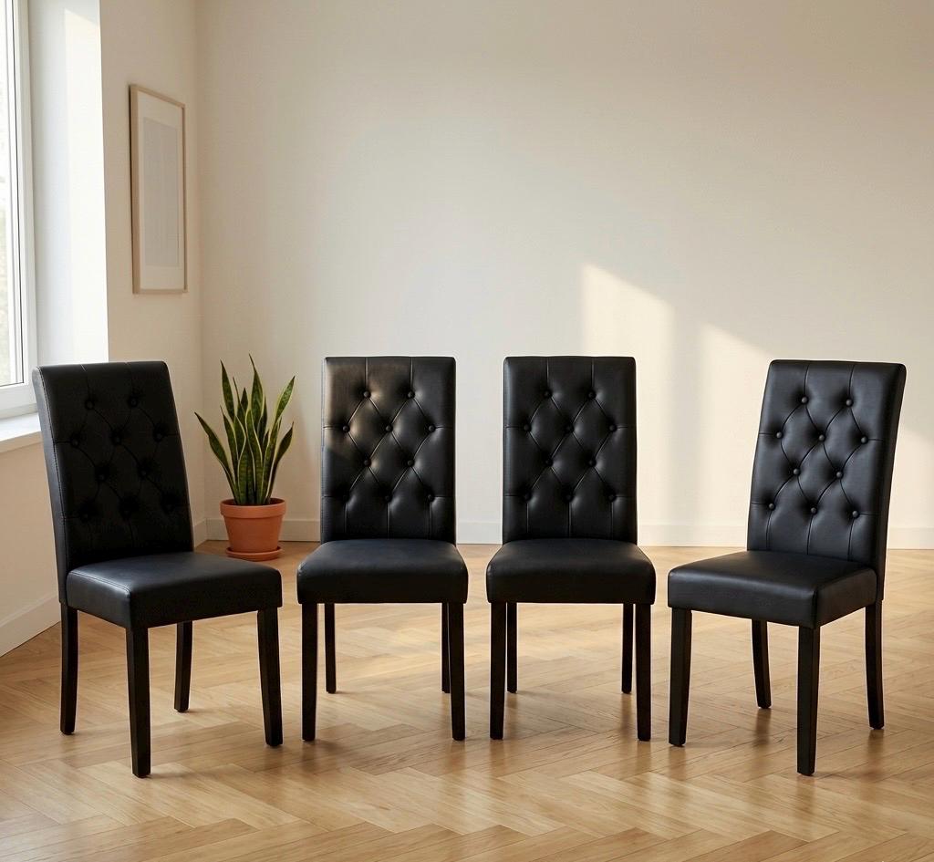 Set of 4 Black Dining Chairs | 39" Height | Dining Room Seat | Contemporary Style