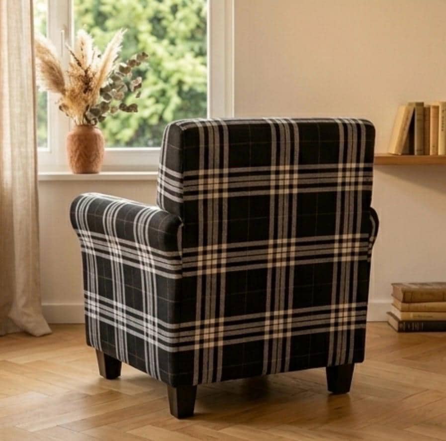 Black and White Checkered Accent Chair | 29.7" Height | Living Room Chair | Modern Style