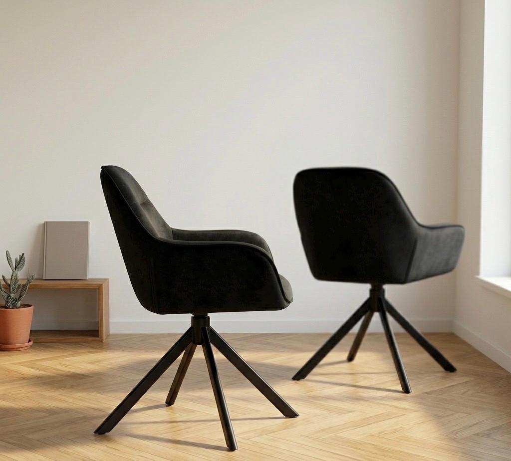 Set of 2 Black Swivel Chairs | 32.7" Height | Kitchen Island Counter Seat | Mid Century Style