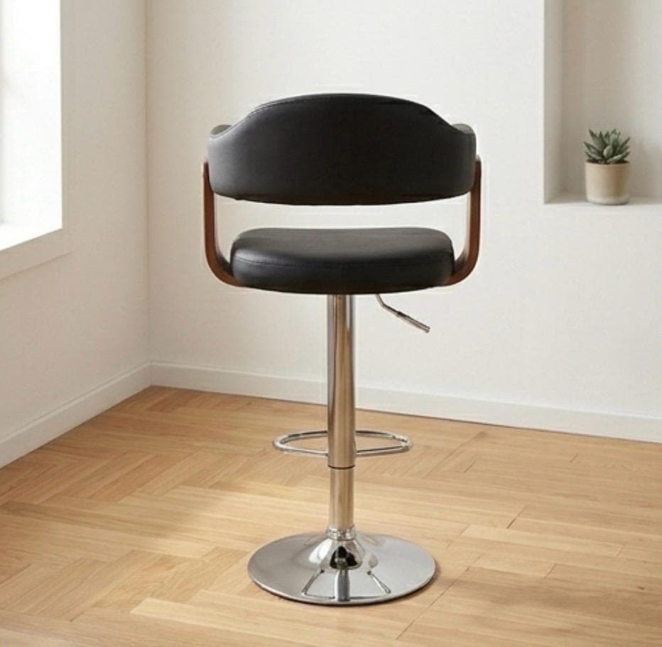 Set of 2 Brown Swivel Bar Stools | 24-33" Height | Home Bar Chair | Mid Century Style