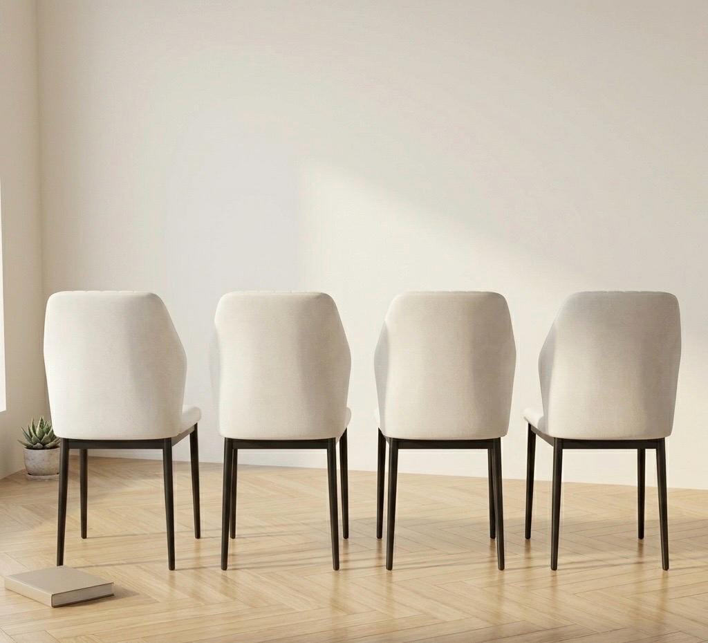 Set of 4 White Dining Chairs | 35" Height | Dining Room Seat | Minimalist Style