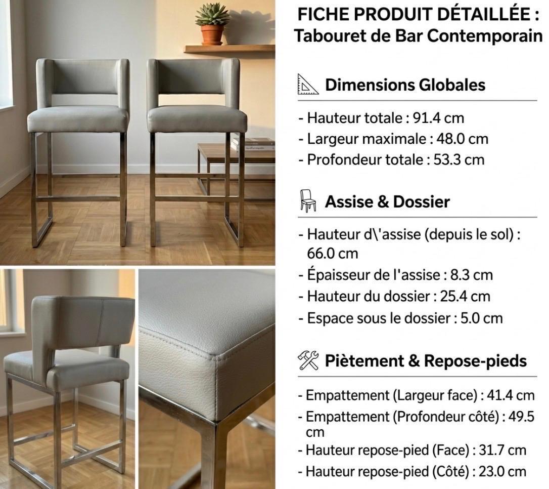 Black Bar Stool | 26" Height | Kitchen Island Counter Seat | Minimalist Style