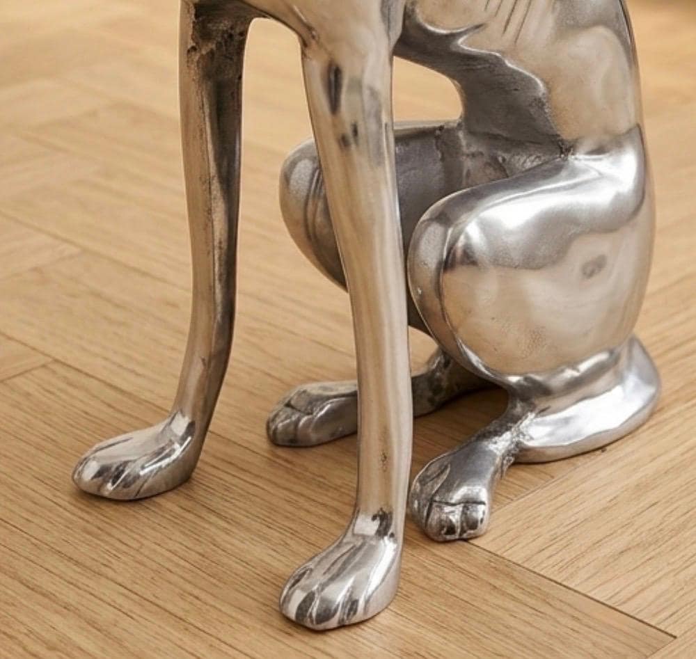 Silver Greyhound Side Table | 24.4" Height | Living Room Accent Table | Contemporary Style