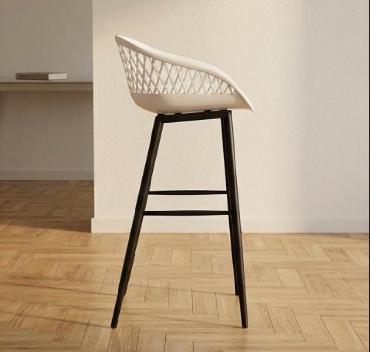 Set of 2 Black Bar Stools | 37.6" Height | Kitchen Island Counter Seat | Modern Style