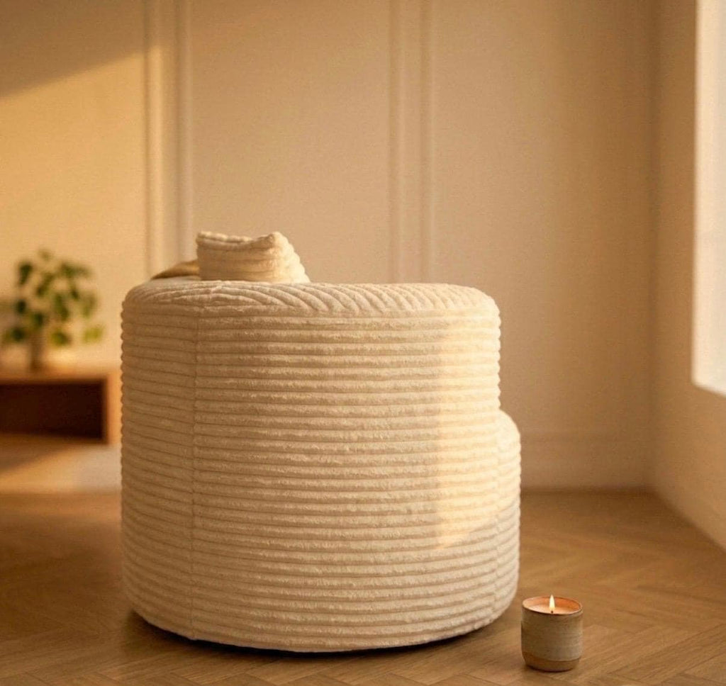 Cream Circular Armchair | 23.2" Height | Living Room Chair | Mid Century Style