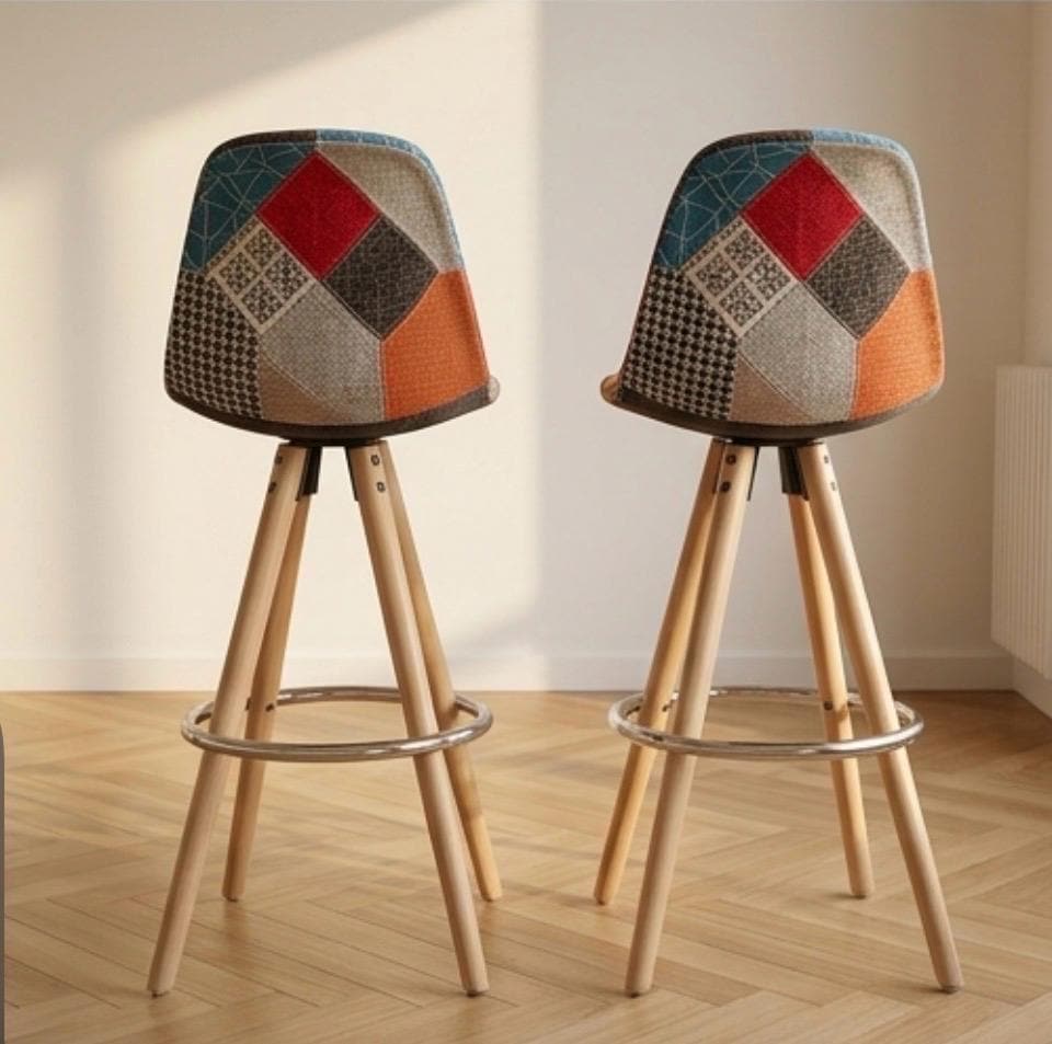 Patchwork Bar Stool | 29.5" Height | Kitchen Island Counter Seat | Boho Style