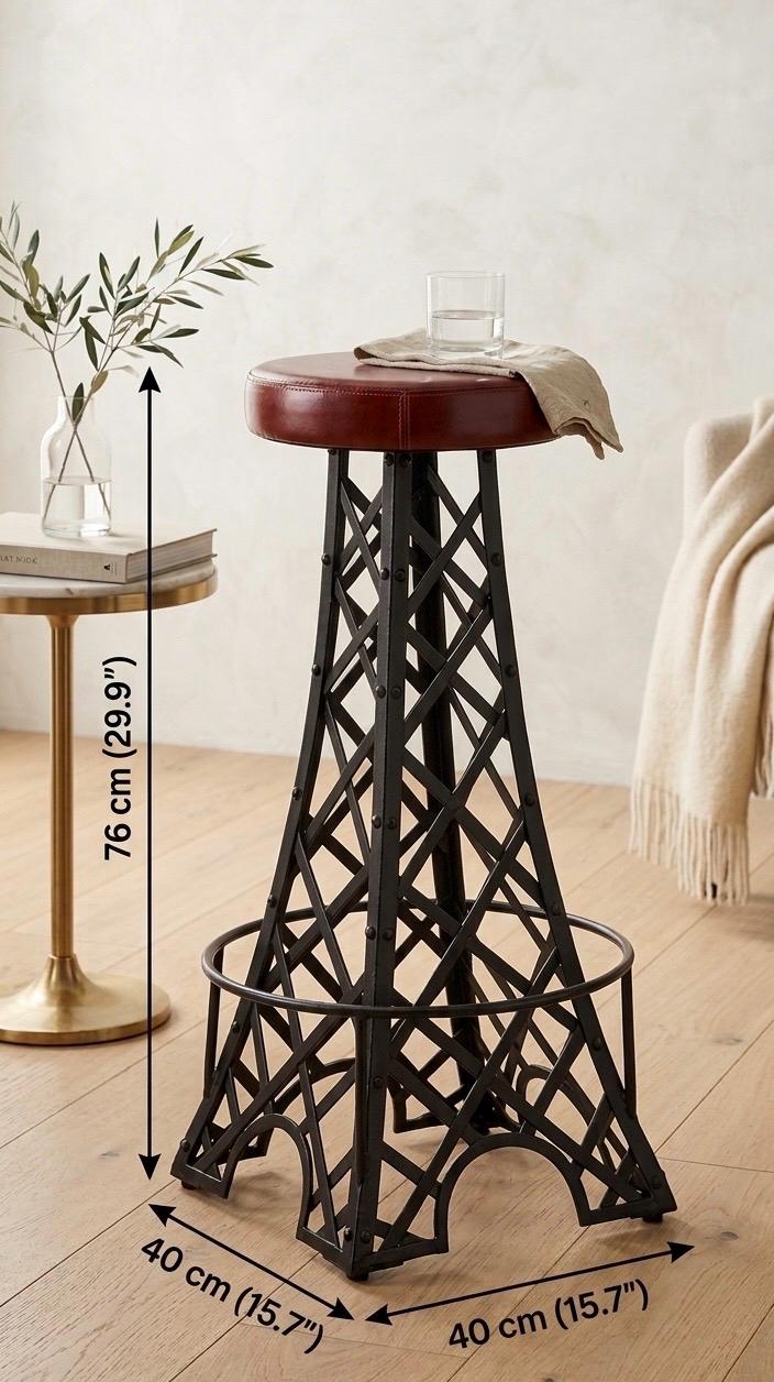 Brown Eiffel Tower Bar Stool | 30" Height | Kitchen Island Counter Seat | Industrial Style