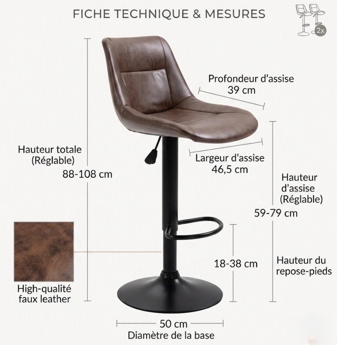 Adjustable Swivel Bar Stool - Compact Design for Kitchen Island