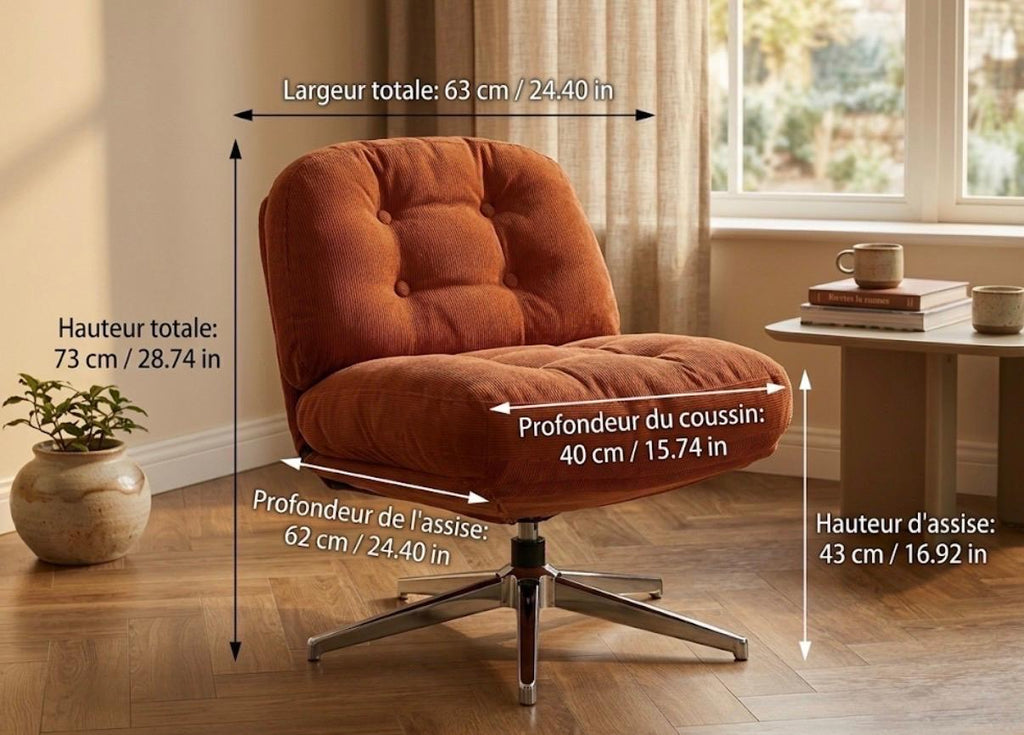 Terracotta Swivel Accent Chair | 29" Height | Living Room Chair | Mid Century Style