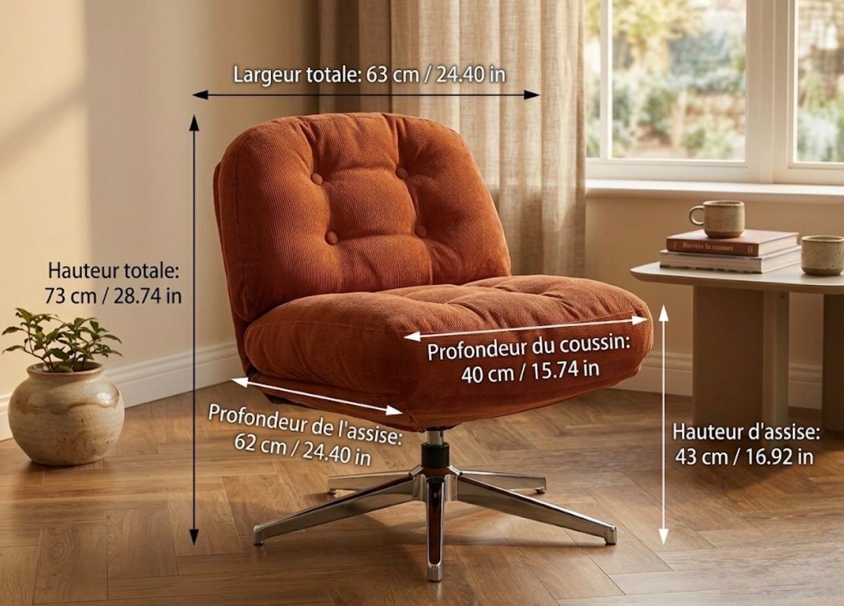 Terracotta Swivel Accent Chair | 29" Height | Living Room Chair | Mid Century Style