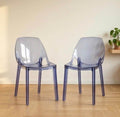 Set of 2 Blue Transparent Ghost Dining Chairs | 32.3" Height | Dining Room Seat | Minimalist Style