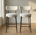 Set of 2 White Sherpa Counter Stools | 25.6" Height | Kitchen Island Counter Seat | Modern Style