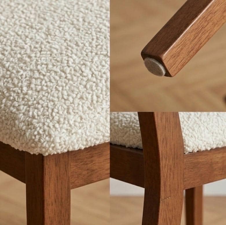 Set of 2 Cream and Walnut Dining Chairs | 34.4" Height | Dining Room Seat | Scandinavian Style