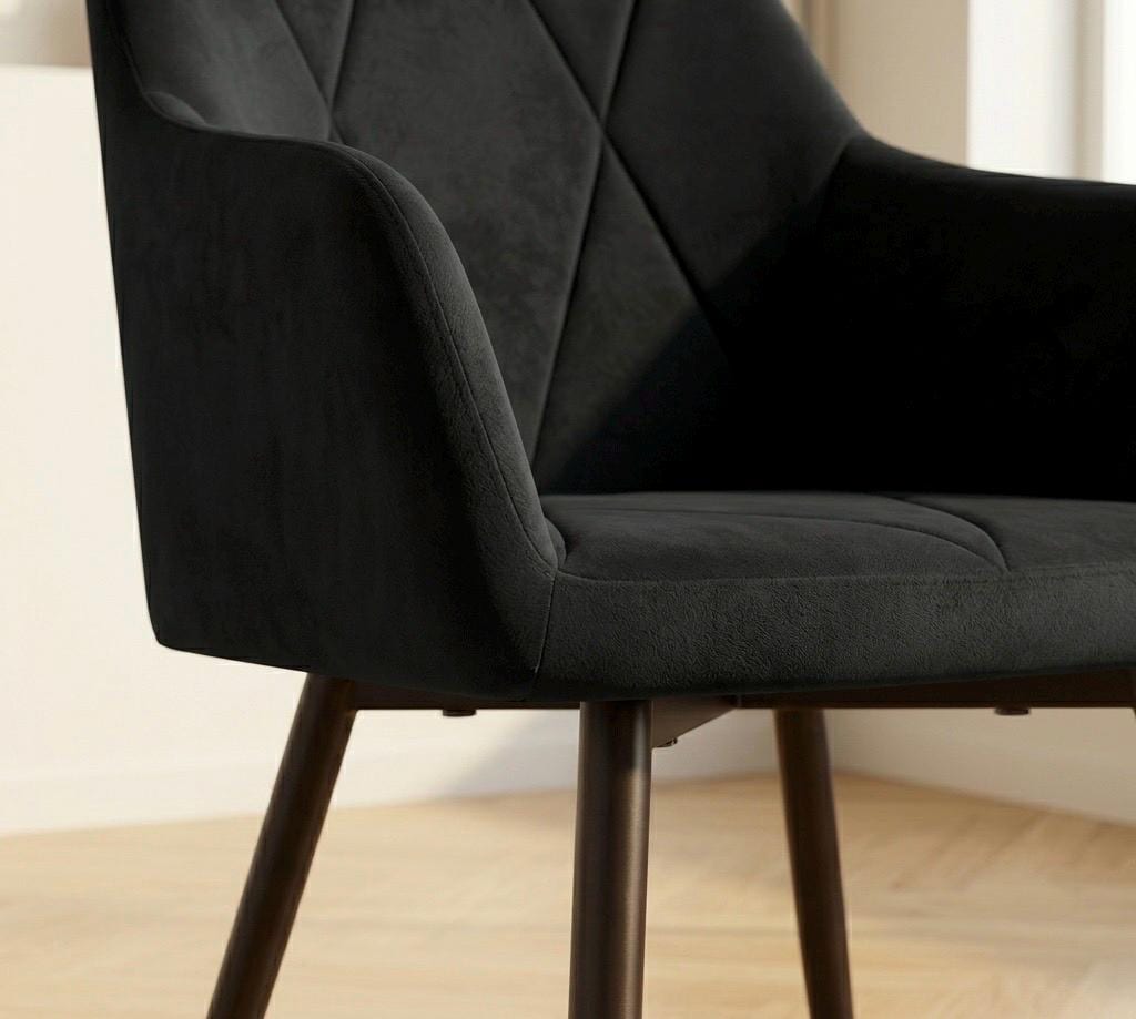 Set of 2 Black Accent Chairs | 32.7" Height | Dining Room Seat | Modern Style