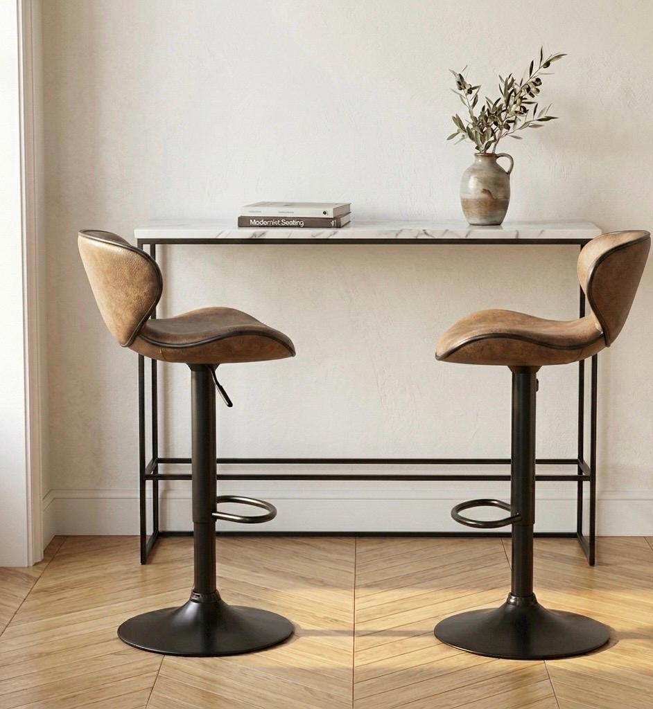 Rustic Brown Bar Stool | 33.5" Height | Home Bar Chair | Industrial Style