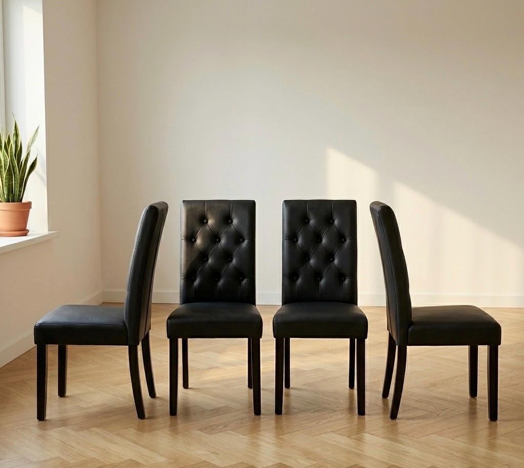 Set of 4 Black Dining Chairs | 39" Height | Dining Room Seat | Contemporary Style