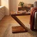 Walnut Sculptural Side Table | 23.2" Height | Living Room Accent Table | Minimalist Style