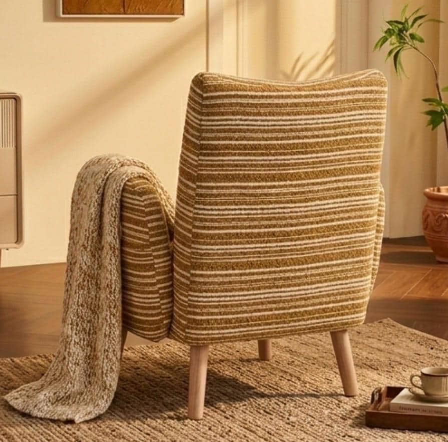 Mustard Yellow Armchair | 34.3" Height | Living Room Chair | Mid Century Style