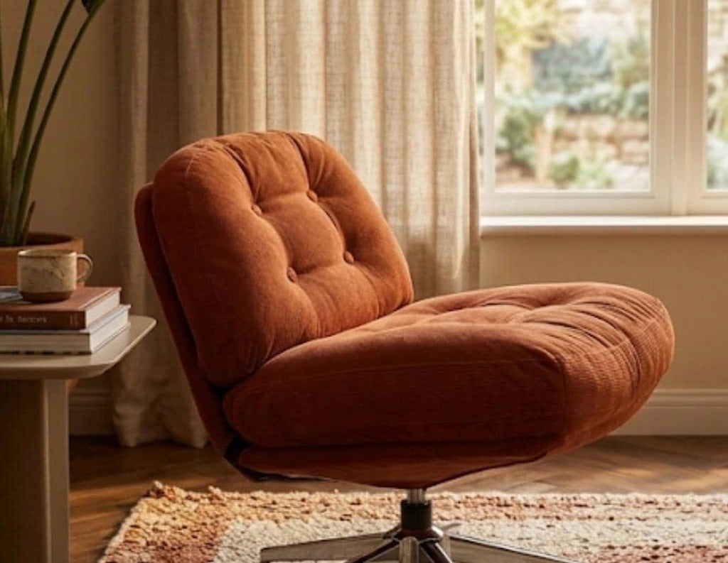 Terracotta Swivel Accent Chair | 29" Height | Living Room Chair | Mid Century Style