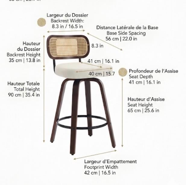 Set of 2 Black Swivel Bar Stools | 26" Height | Home Bar Chair | Contemporary Style