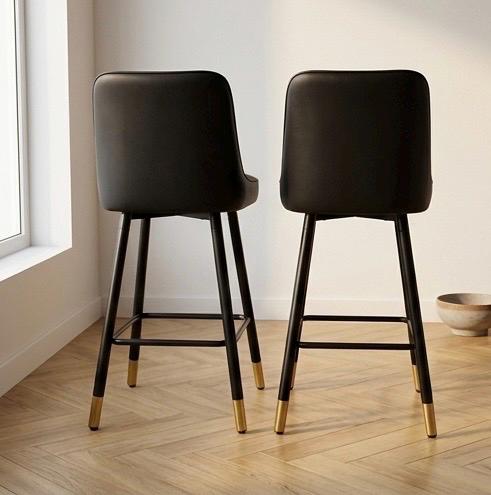 Black and Gold Bar Stool | 27" Height | Kitchen Island Counter Seat | Modern Style