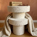 White Sculptural Side Table | 17.7" Height | Living Room Accent Table | Minimalist Style