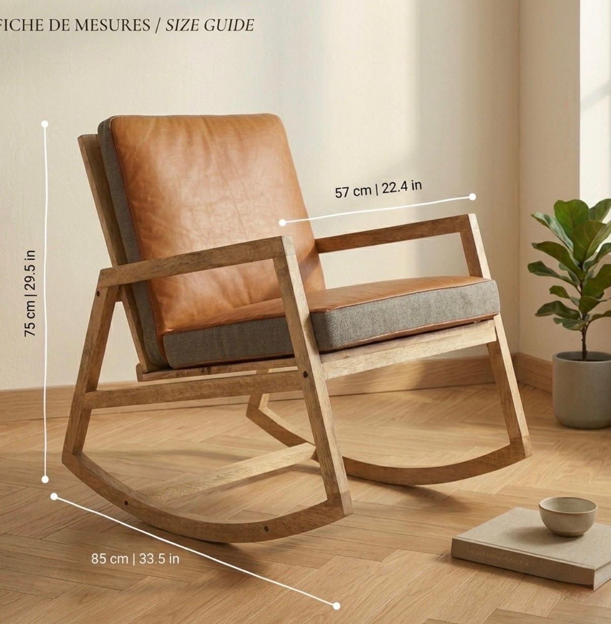 Warm Tan Rocker Chair | 29.5" Height | Nursery Glider Chair | Mid Century Style